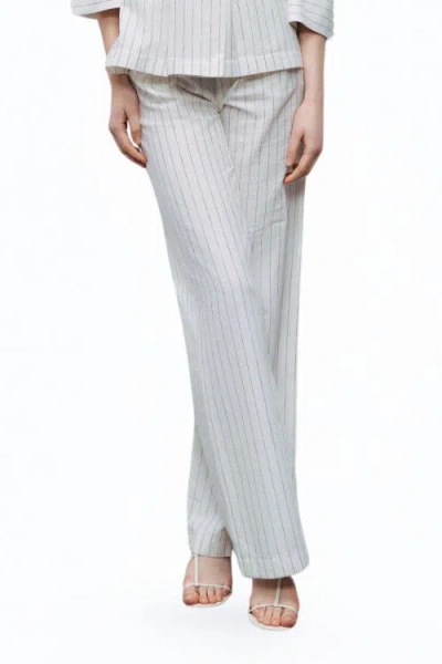 Nocturne Linen Blend Striped High Waist Pants