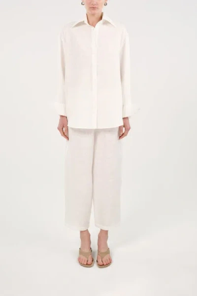 Nocturne Linen Drawstring Trousers In White
