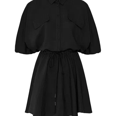 Nocturne Linen Shirt Dress In Black
