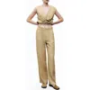 Nocturne Linen Striped High-waist Pants