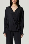 Nocturne Logo Buckle Wrap Blouse In Black