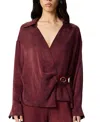 Nocturne Logo Buckle Wrap Blouse In Brown