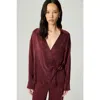 Nocturne Logo Buckle Wrap Blouse In Burgundy