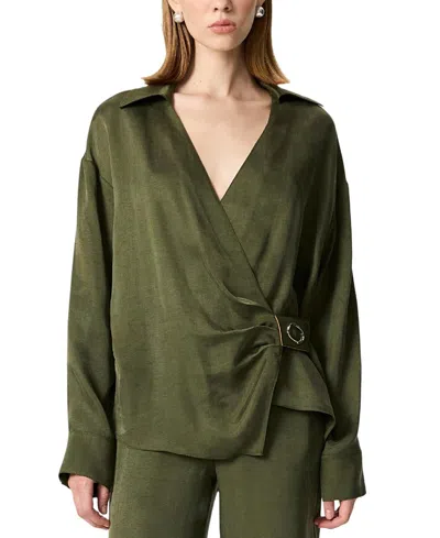 NOCTURNE LOGO BUCKLE WRAP BLOUSE