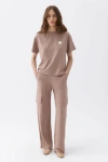 Nocturne Logo Designed Basic T-shirt In Dark Beige