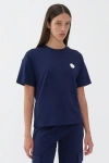 Nocturne Logo Designed Basic T-shirt In Navy Blue