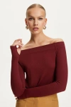 Nocturne Women's Red Metallic Jersey Crop Top Burgundy In Burgundy