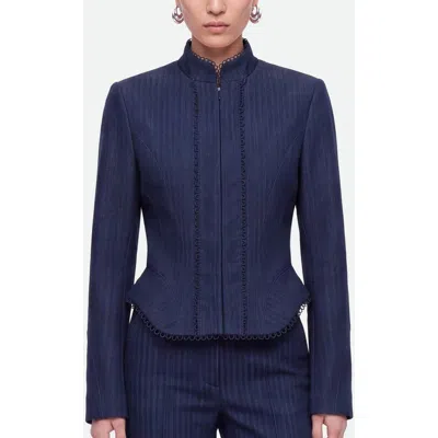Nocturne Loop Trim Peplum Jacket In Blue
