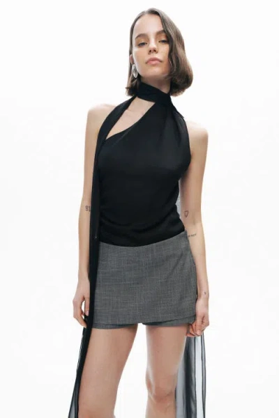 Nocturne Low Waist Mini Skort In Dark Grey