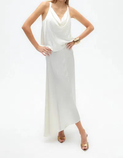 Nocturne Luna Asymmetrical Maxi Skirt In White