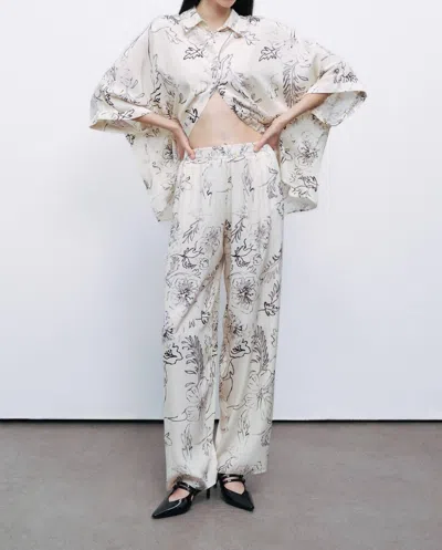 Nocturne Luster Button Front Floral Blouse In Ivory In Multi