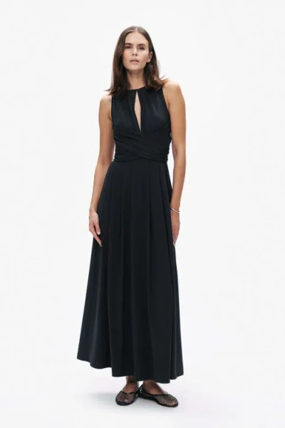 Nocturne Maxi Dress With Belt Ties In Black