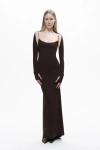 Nocturne Maxi Dress With Glove Accessory In Black