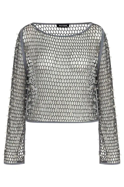Nocturne Mesh Blouse In Grey