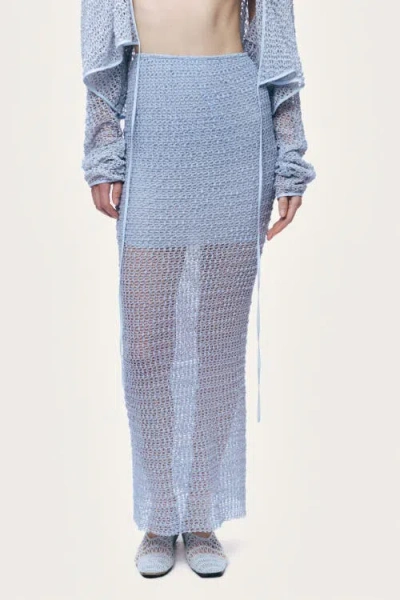Nocturne Mesh Detail Maxi Skirt In Blue