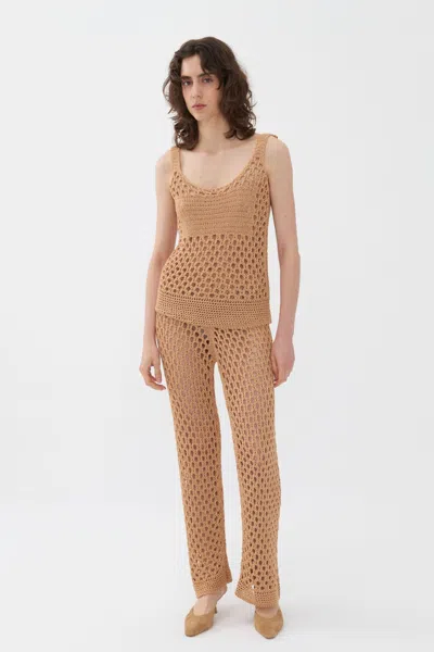Nocturne Mesh Knit Top In Beige