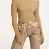 Nocturne Metallic Jersey Crop Top In Beige