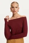 Nocturne Women's Red Metallic Jersey Crop Top Burgundy In White