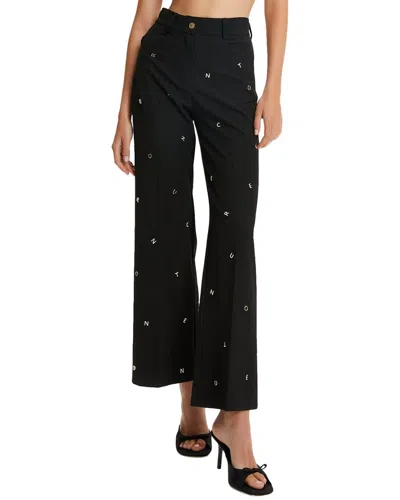 Nocturne Metallic Letter Detailed Pant In Black