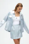 Nocturne Metallic Mini Skirt In Blue