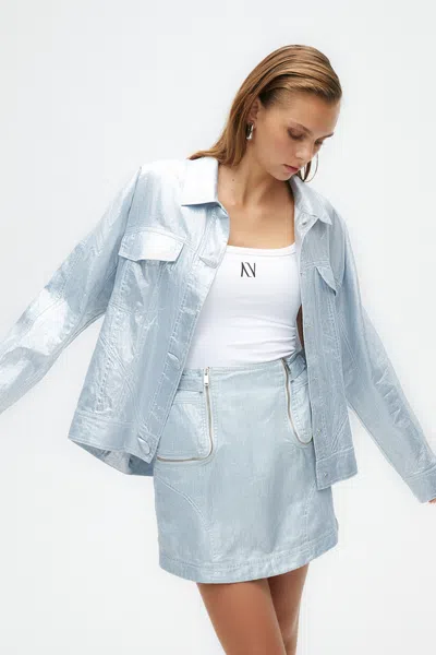 Nocturne Metallic Mini Skirt In Blue