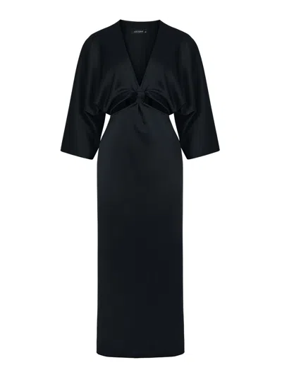Nocturne Midi Dress With Knot In Black