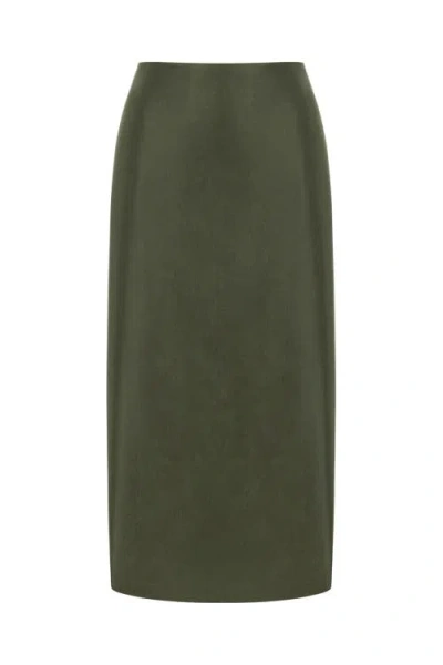 Nocturne Women's Neutrals Midi Skirt With Back Slits In Khaki