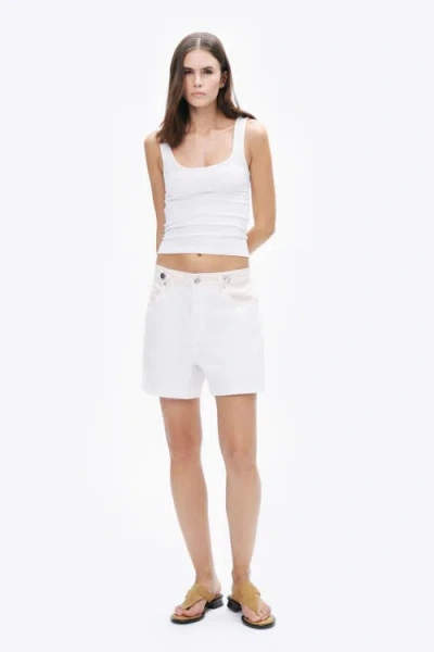 Nocturne Mini Denim Shorts With Metal Button Accessories In Ivory