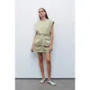 Nocturne Mini Skirt With Cargo Pocket In Olive Green