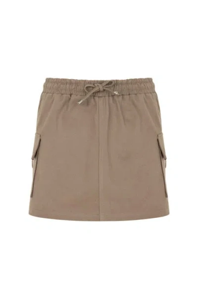 Nocturne Women's Neutrals Mini Skirt With Pockets In Dark Beige