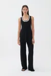 Nocturne Mother Of Pearl Beaded Knit Top In Black