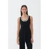 Nocturne Mother Of Pearl Beaded Knit Top In Black