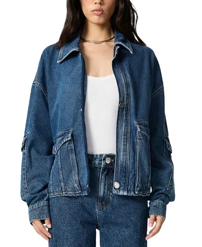 Nocturne Multi Pocket Denim Jacket In Medium Blue
