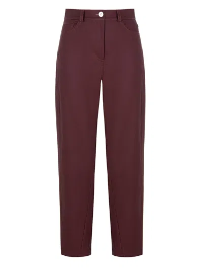 Nocturne Neutrals Burgundy High Waisted Boyfriend Jeans In Red