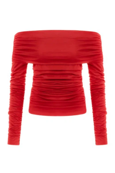 Nocturne Women's Off Shoulder Blouse With Ruffle Detail - Red