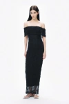 Shop Nocturne Off-the-shoulder Lace Maxi Dress In Black