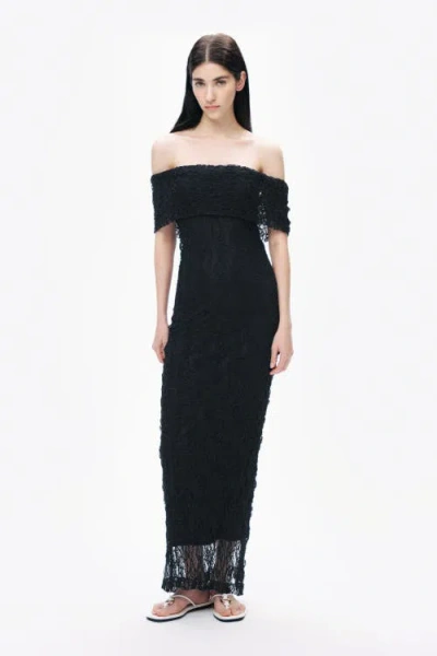 Nocturne Off-the-shoulder Lace Maxi Dress In Black