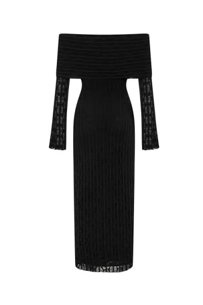 Nocturne Off The Shoulder Layered Design Dress In Black