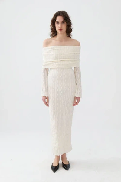 Nocturne Off The Shoulder Layered Design Dress In Ivory