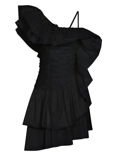 Nocturne One Shoulder Draped Taffeta Dress In Black