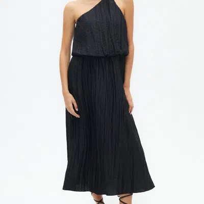 Nocturne One Shoulder Dress With Accessory Detail In Black