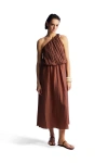 Nocturne Women's One Shoulder Dress With Accessory Detail-brown