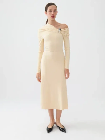 Nocturne One-shoulder Midi Dress In Yellow