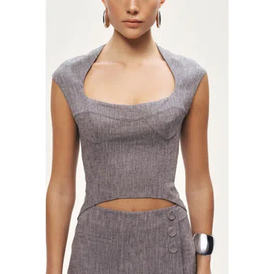 Nocturne Open-back Tailored Top In Gray