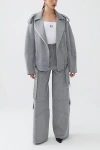 Nocturne Oversized Double-breasted Coat Jacket In Grey, Women's At Urban Outfitters In Gray