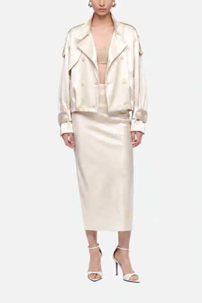 Nocturne Oversized Double Breasted Trench Coat In Neutral