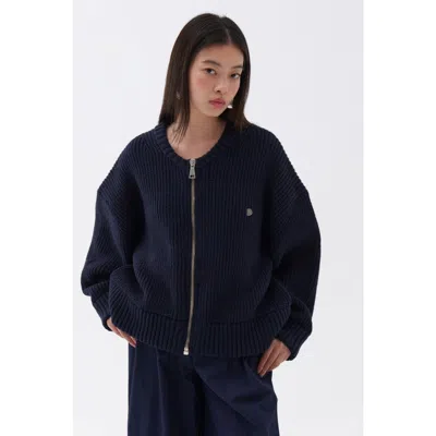 Nocturne Oversized Knit Cardigan In Navy