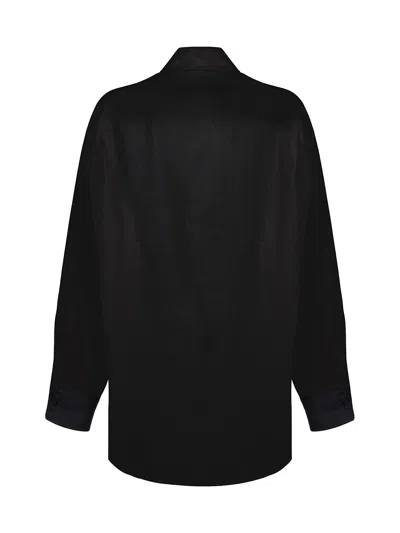 Nocturne Oversized Linen Shirt In Black