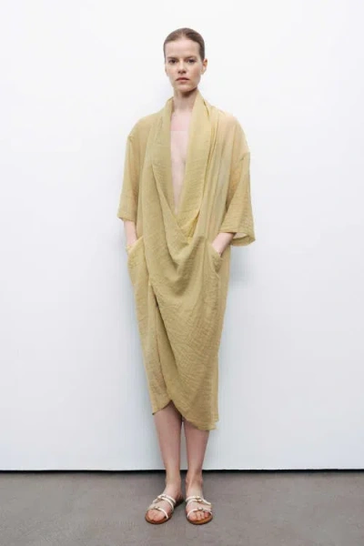 Nocturne Oversized Midi Dress In Olive Green