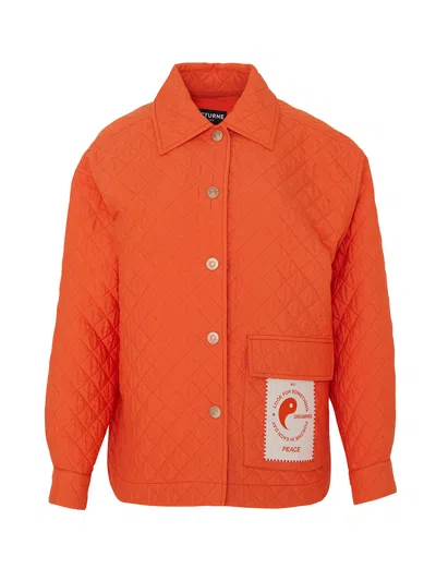 Nocturne Oversized Quilted Jacket In Orange